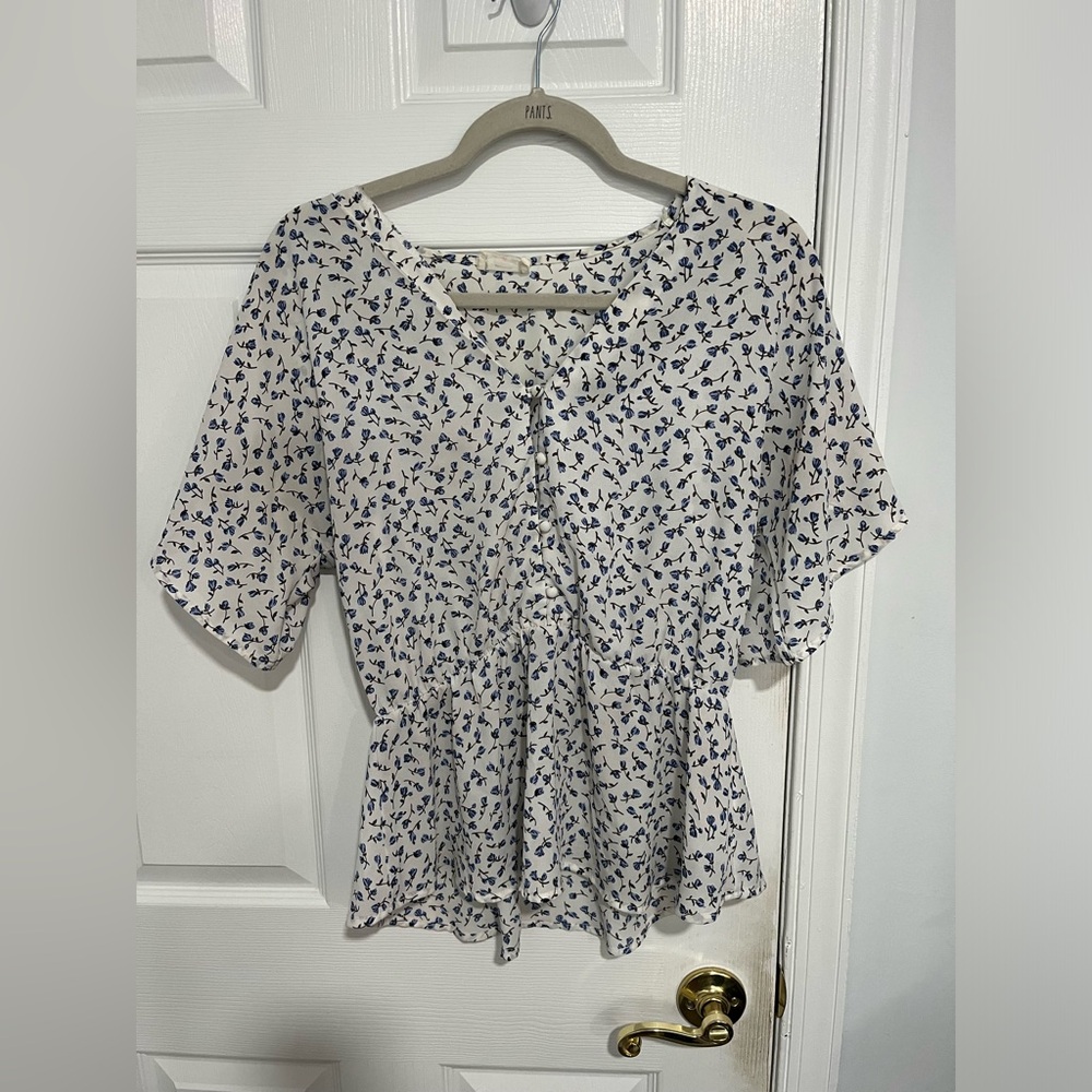Sienna Sky blue floral blouse